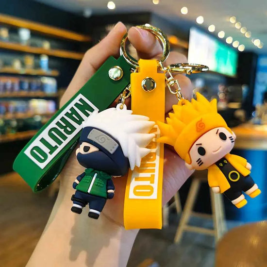 Anime Naruto Keychain Fashion Jewelry Cartoon Figure 7CM PVC Keyring Uzumaki Kakashi Action Figures for Men Women Bag Pendant