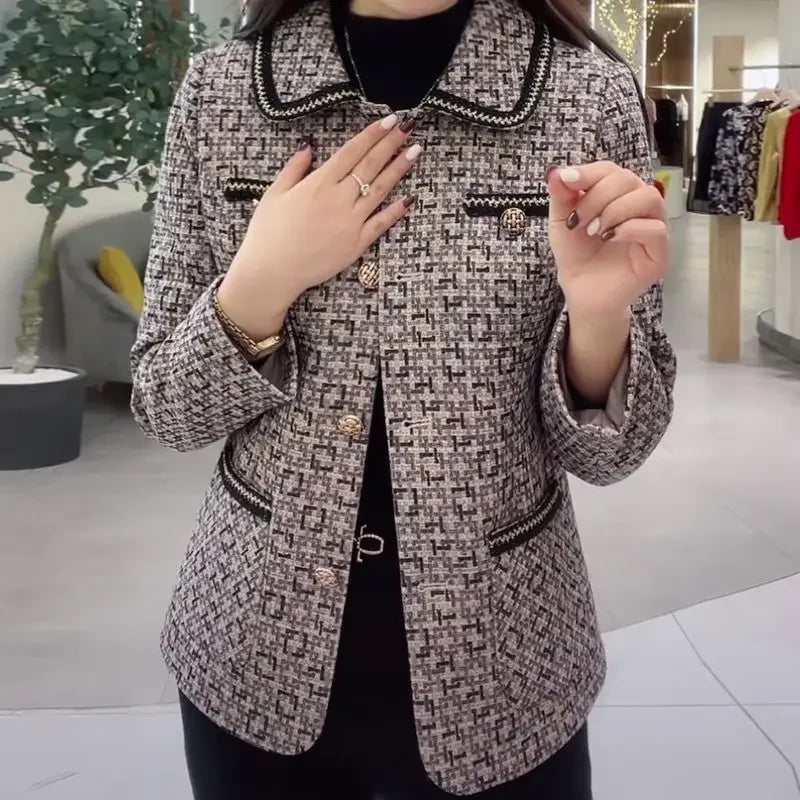 Plus Size Stylish Slimming Cropped Jacket For Middle-Aged Women Fashionable Cardigan Autumn Collection Thick Thin Style Top F... SS69