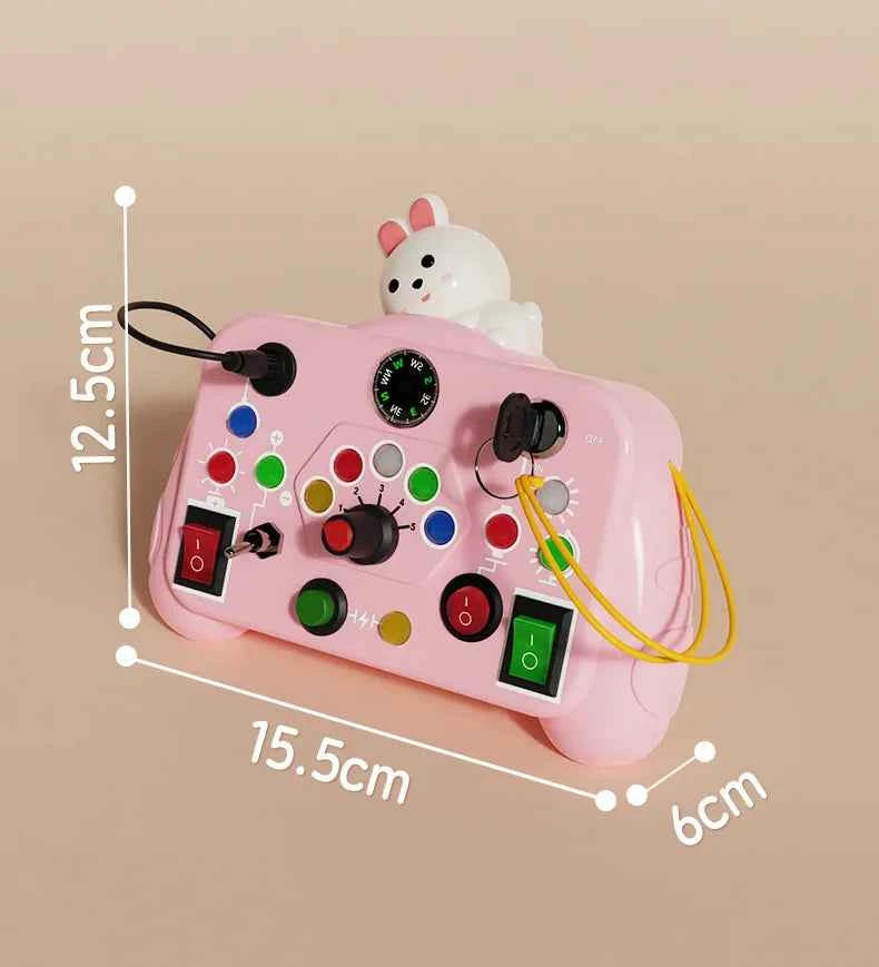 Montessori Busy Board Sensory Toys Cartoon with LED Light Switch Control Board Travel Activities Children Game for 2-4 Years Old