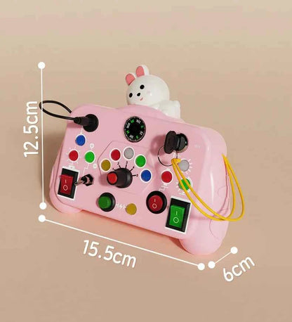 Montessori Busy Board Sensory Toys Cartoon with LED Light Switch Control Board Travel Activities Children Game for 2-4 Years Old