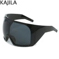 Oversized Punk Shield Sunglasses Women Men Big Frame 2024 Luxury Brand Steampunk Mask Sun Glasses For Ladies Sports Goggle UV400 SS69 9.69 C1 Black Gray / FK-12121