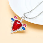 JoJo Bizarre Adventure Necklace Anime Joseph Joestar Necklaces Woman Fashion Red Ruby Stone Heart Necklace Cosplay Collier