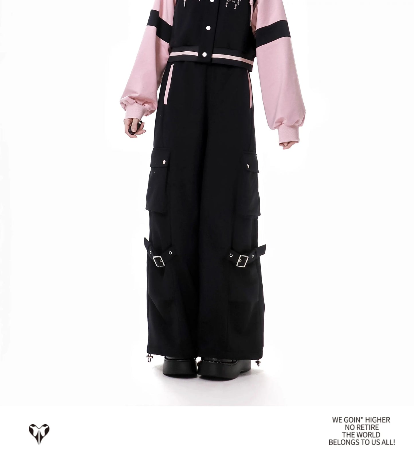 Pink and Black Splicing Color Hooded Baseball Jacket Casual Pant Sets 2025 Spring and Autumn Sweet Cool Girl Students Outfits SS69