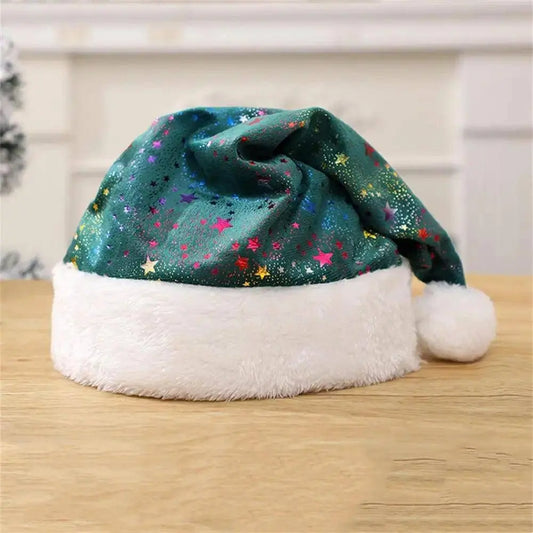 Sequin Christmas Hat Plush Solid Color Sparkle Santa Claus Hat with Long Fluffy Pompom For Adult Kids Christmas Party Decoration SS69
