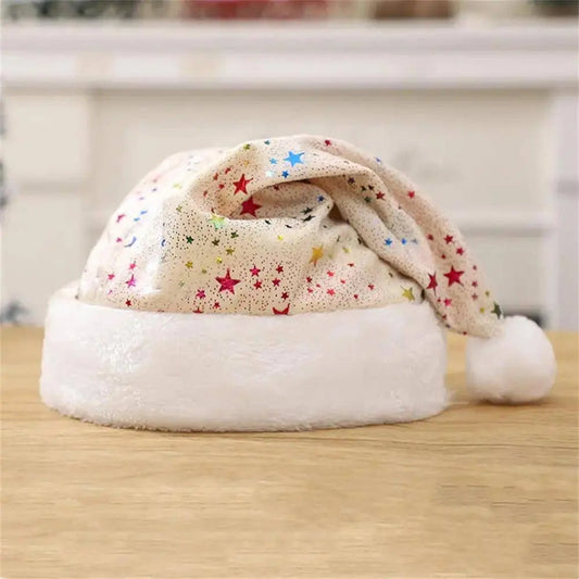 Sequin Christmas Hat Plush Solid Color Sparkle Santa Claus Hat with Long Fluffy Pompom For Adult Kids Christmas Party Decoration SS69