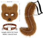 Set Con Maschera Di Volpe in Finta Pelliccia E Coda Di Lupo E Collana in Pelle, Accessorio per Costume Cosplay - SS69