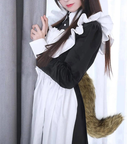 Set Con Maschera Di Volpe in Finta Pelliccia E Coda Di Lupo E Collana in Pelle, Accessorio per Costume Cosplay - SS69