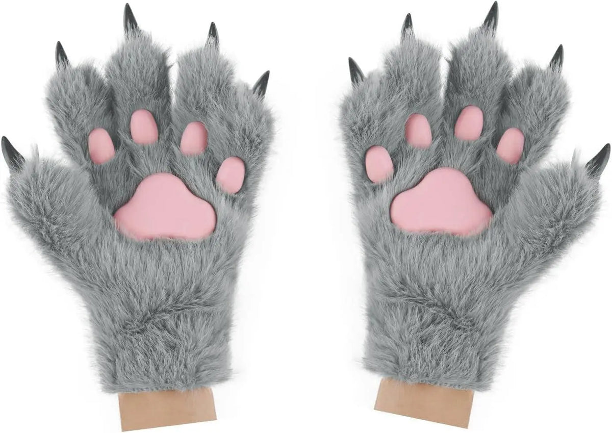 Set Di Guanti per Cosplay Con Orecchie Soffici, per Halloween, Natale, Carnevale, Feste - SS69