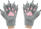 Set Di Guanti per Cosplay Con Orecchie Soffici, per Halloween, Natale, Carnevale, Feste - SS69
