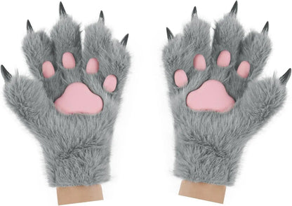 Set Di Guanti per Cosplay Con Orecchie Soffici, per Halloween, Natale, Carnevale, Feste - SS69