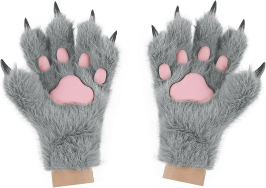 Set Di Guanti per Cosplay Con Orecchie Soffici, per Halloween, Natale, Carnevale, Feste - SS69