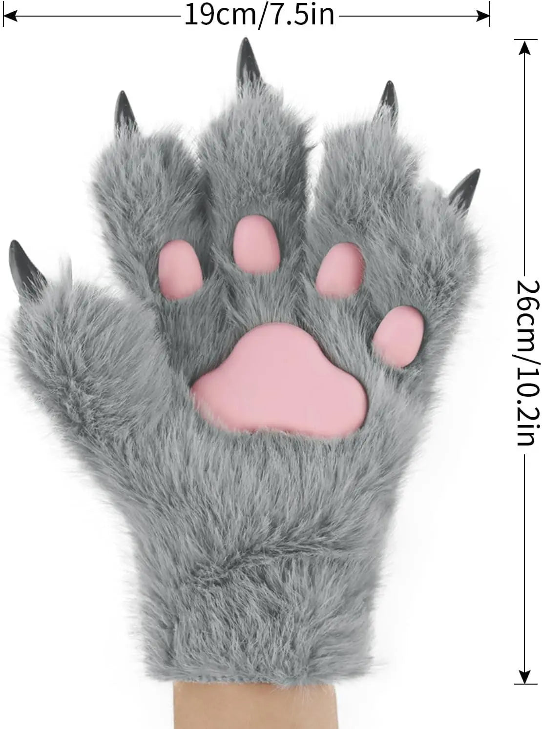 Set Di Guanti per Cosplay Con Orecchie Soffici, per Halloween, Natale, Carnevale, Feste - SS69