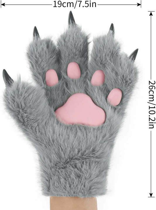 Set Di Guanti per Cosplay Con Orecchie Soffici, per Halloween, Natale, Carnevale, Feste - SS69