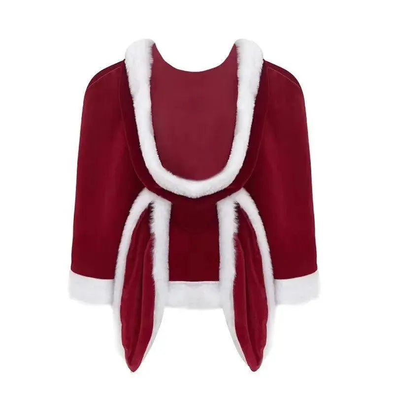 Sexy Christmas Minidress Cosplay Costumes Women Plush Cloak Sling Skirt Santa Claus Party Sweet Cute Adults Clothes Pink Red New - SS69