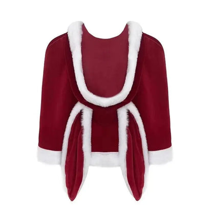 Sexy Christmas Minidress Cosplay Costumes Women Plush Cloak Sling Skirt Santa Claus Party Sweet Cute Adults Clothes Pink Red New - SS69