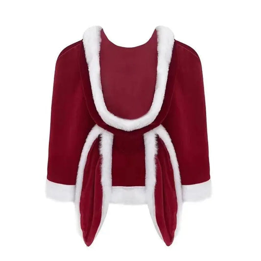 Sexy Christmas Minidress Cosplay Costumes Women Plush Cloak Sling Skirt Santa Claus Party Sweet Cute Adults Clothes Pink Red New - SS69