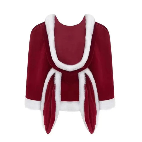 Sexy Christmas Minidress Cosplay Costumes Women Plush Cloak Sling Skirt Santa Claus Party Sweet Cute Adults Clothes Pink Red New - SS69