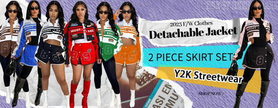 Sexy Denim Jean 2 Piece Skirt Sets Winter Outfits Y2K Streetwear Crop Tops Denim Fashion Jackets Coats Two Piece Skirt Set - SS69