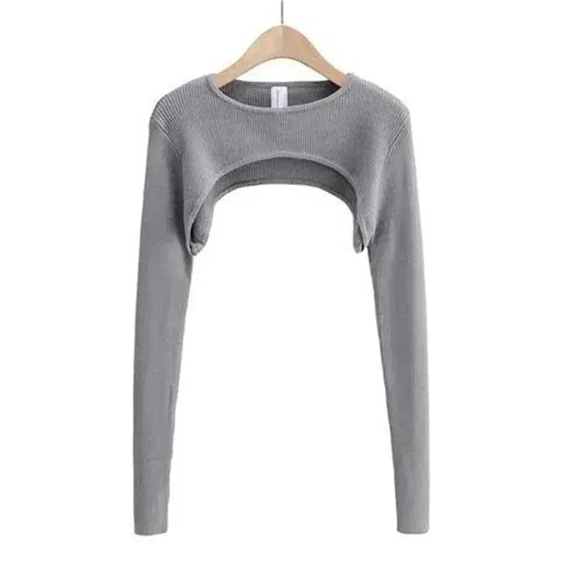 Sexy Elegant Super-Short Long Sleeve T-shirts Women's Cropped Top Ladies Solid Vintage Crop Top Spring Autumn Tees Female Blouse - SS69