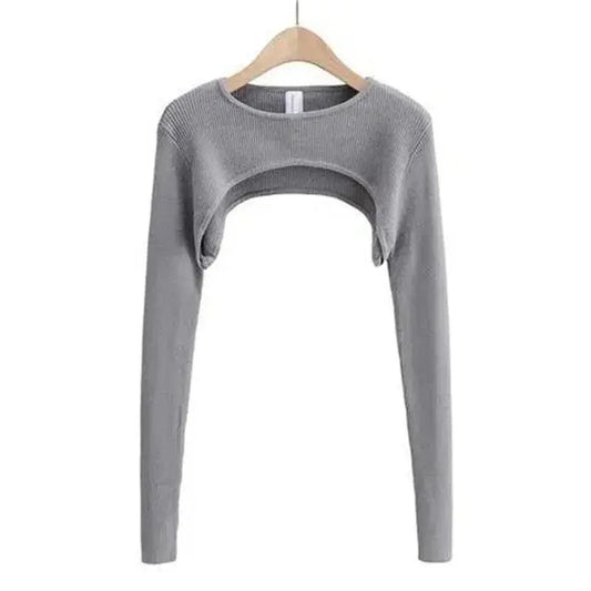Sexy Elegant Super-Short Long Sleeve T-shirts Women's Cropped Top Ladies Solid Vintage Crop Top Spring Autumn Tees Female Blouse - SS69