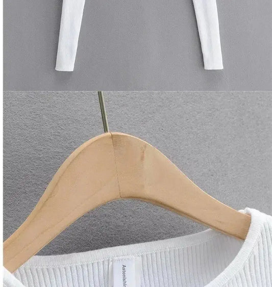 Sexy Elegant Super-Short Long Sleeve T-shirts Women's Cropped Top Ladies Solid Vintage Crop Top Spring Autumn Tees Female Blouse - SS69