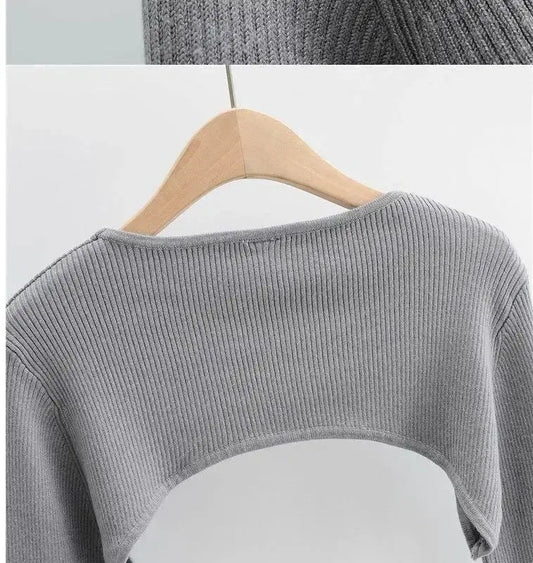 Sexy Elegant Super-Short Long Sleeve T-shirts Women's Cropped Top Ladies Solid Vintage Crop Top Spring Autumn Tees Female Blouse - SS69