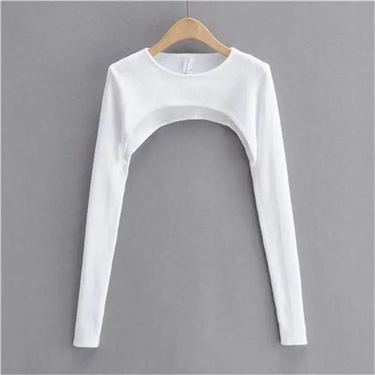 Sexy Elegant Super-Short Long Sleeve T-shirts Women's Cropped Top Ladies Solid Vintage Crop Top Spring Autumn Tees Female Blouse - SS69