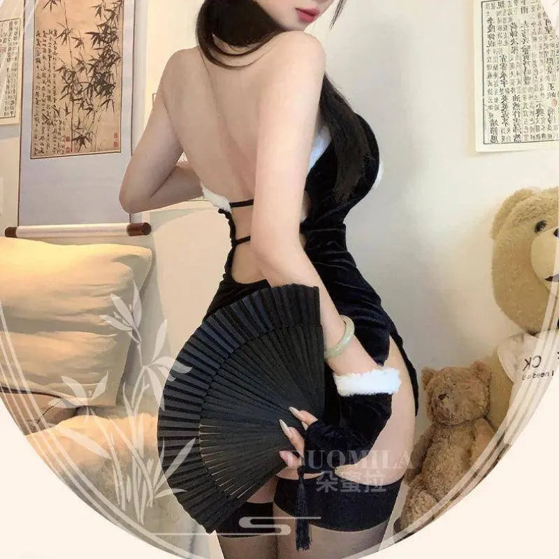 Sexy lingerie cheongsam uniform temptation sexy Christmas outfit nightclub party suit - SS69