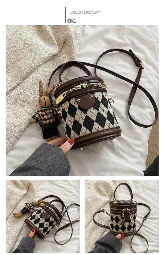 Women's Bag for Women Fashion Luxury Designer Zipper Small Handbags For Women Leather Bucket Shoulder Bag 2023 New Trend Pendant