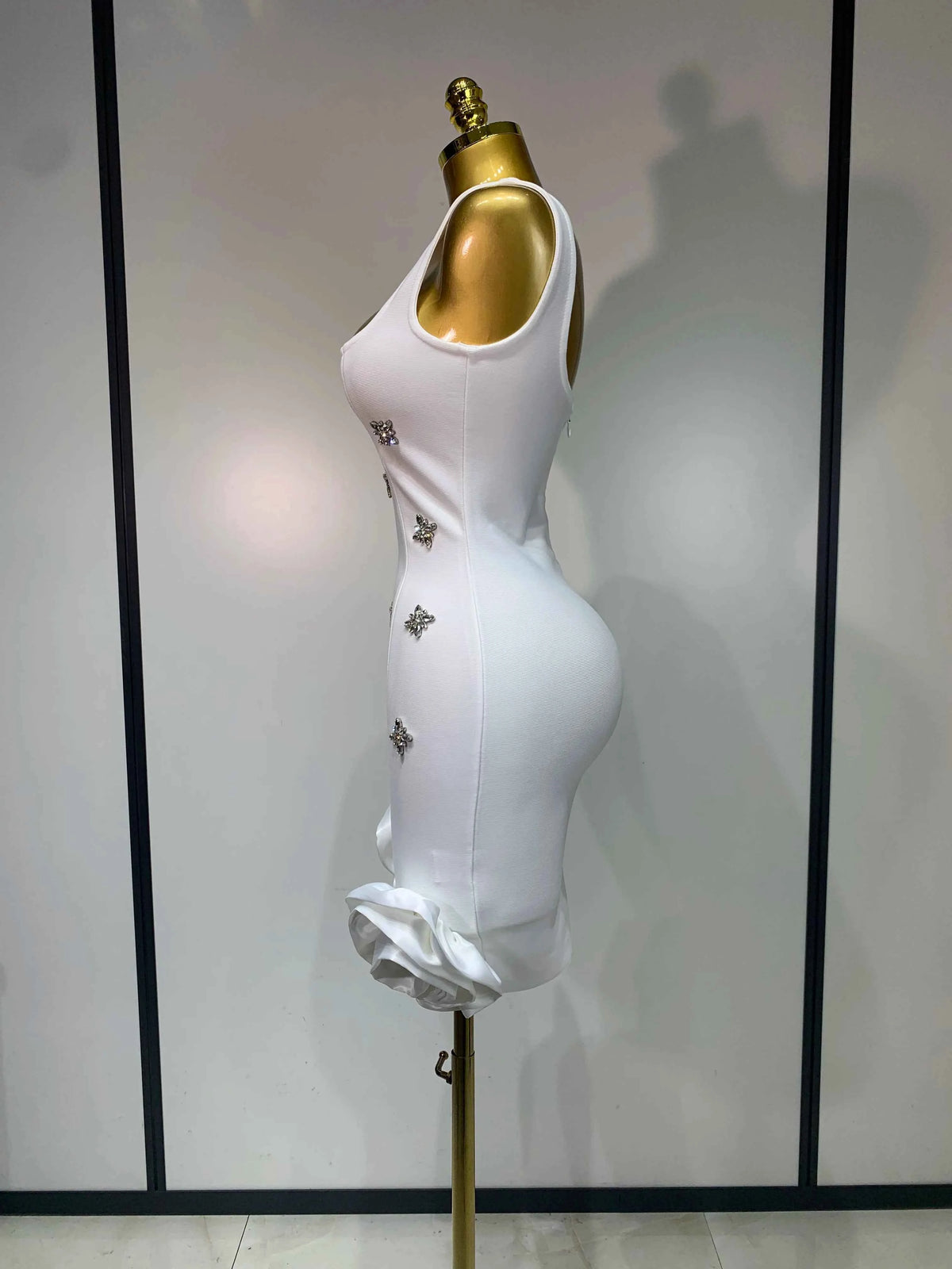 Women Sexy Square Collar Sparkly Rhinestone Bodycon Mini Bandage Dress Celebrate Evening Party Elegant Luxury Birthday Dress