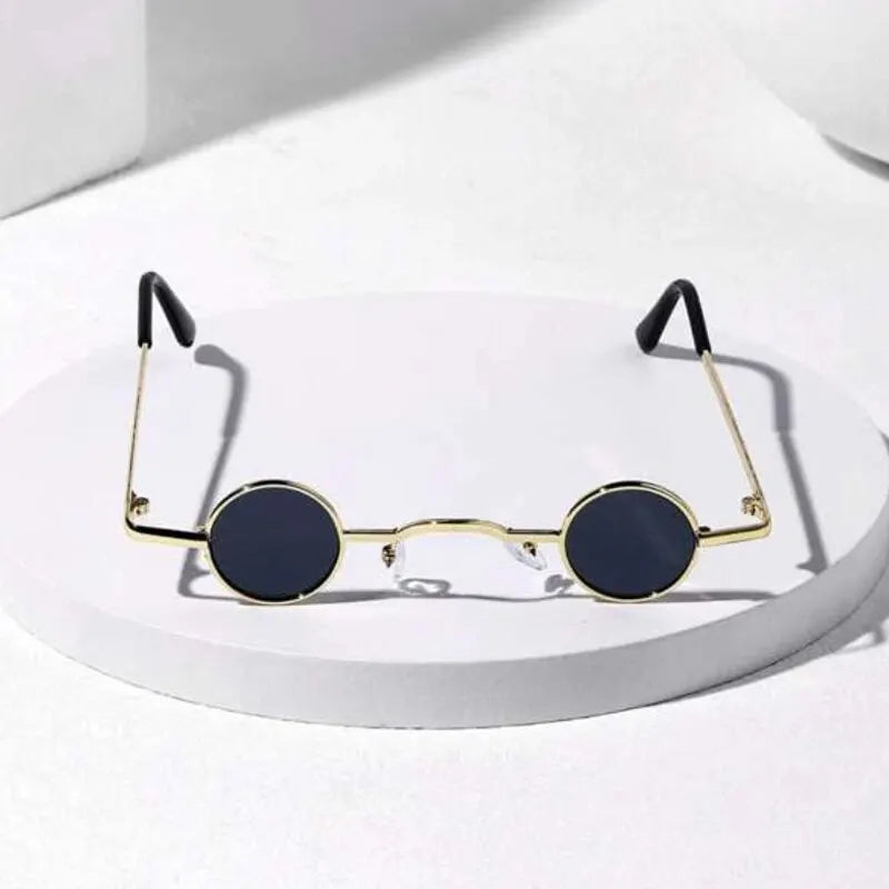Vintage Rock Punk Man Sunglasses Classic Small Round Sunglasses Women Wide Bridge Metal Frame Black Lens Driving Eyewear SS69