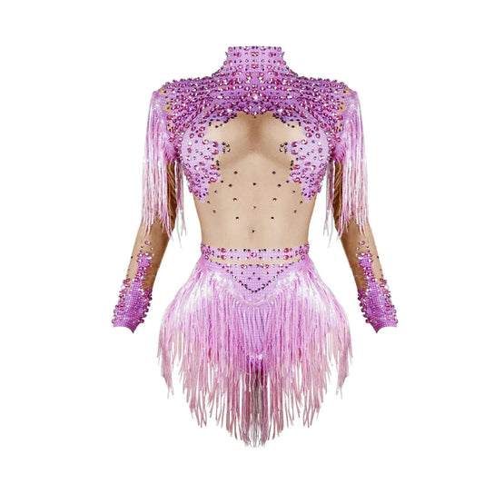 Custom rhinestones bodysuit tassels women Celebrate stage Team pole dance club party fashion leotard clothing
