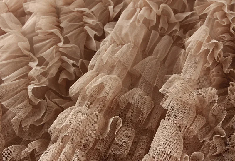Tiered Tulle Maxi Skirt - Elegant A-Line High Waist Mesh