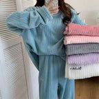 Women's Coral Fleece Pajama Set - Cozy Winter Loungewear