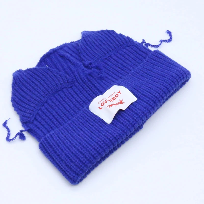 Long fox Ears Knitted Hat Men Women Rabbit Ear Warm Crochet Beanies Kpop Hip Hop Hat Winter Skullies Cap Y2k Christmas Gifty