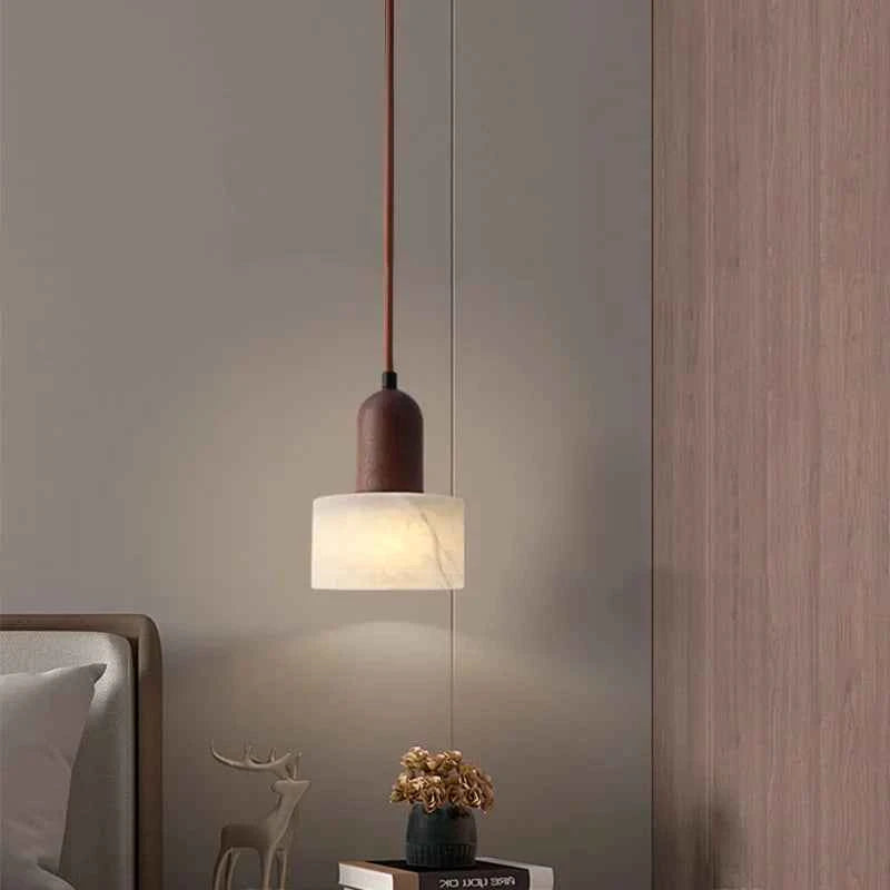 New marble master bedroom headboard chandelier new Chinese retro Wabi-Sabi advanced sense light luxury cable light