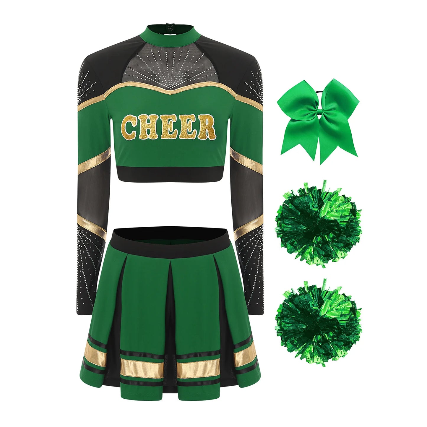 SS69 Women Cheerleading Performance Costume Set with Crop Top and Skirt