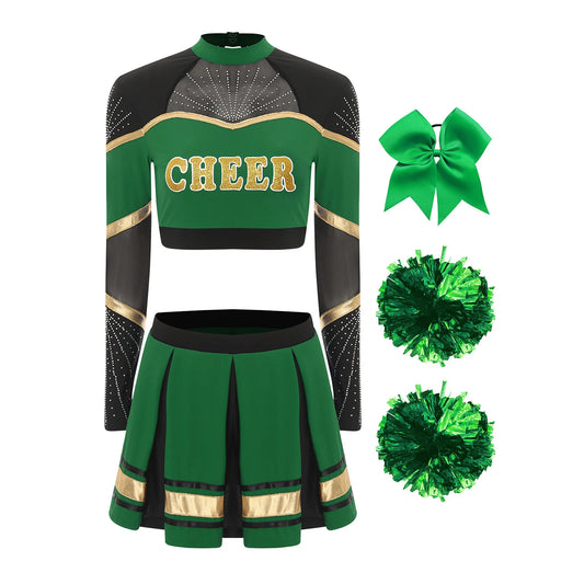SS69 Women Cheerleading Performance Costume Set with Crop Top and Skirt