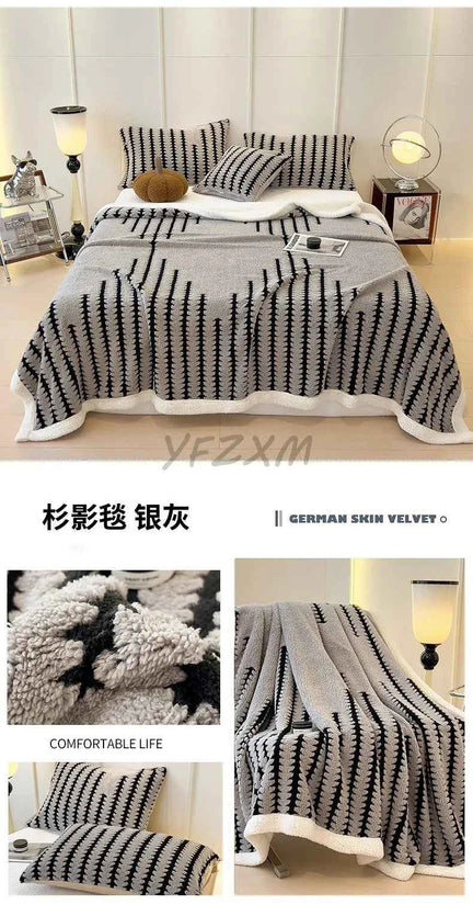 Thicken Warm Flannel Blanket Super Soft Fluffy Queen Blanket Single Double Size Cozy Skin-friendly Multifunctional Nap Blanket