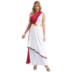 Womens Ancient Greek Princess Dress Goddesses Toga Costume for Halloween Carnival Party Deity Queen Cosplay Chiffon Robe Gown