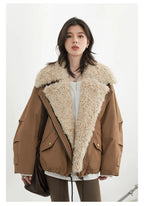 CHIC VEN Women's Cotton Motorcycle Jacket - Loose Casual Autumn Winter