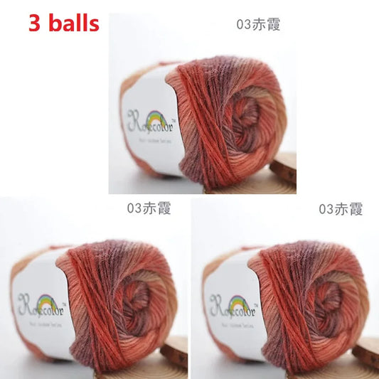 100% Wool Yarn Rainbow Color for Hand Knitting Crochet Plush Thickness Lanas Thread DIY Soft Scarf Shawl Sweater Free Shipping