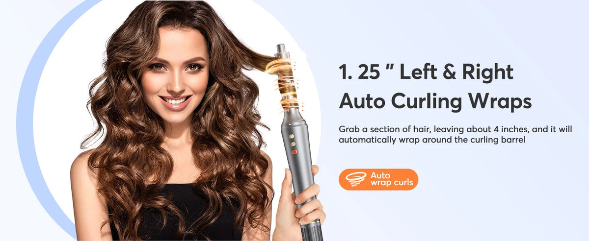 5-in-1 Hair Dryer Airstyler Ion Multistyler Hot Air Brush, 110,000 rpm with 32 mm Automatic Curling Iron, Straightener SS69