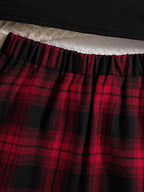 Girls Fashion Casual 2-Piece Set Black Lapel Long-Sleeved Letter Print Shirt Plaid Skirt Spring Autumn New