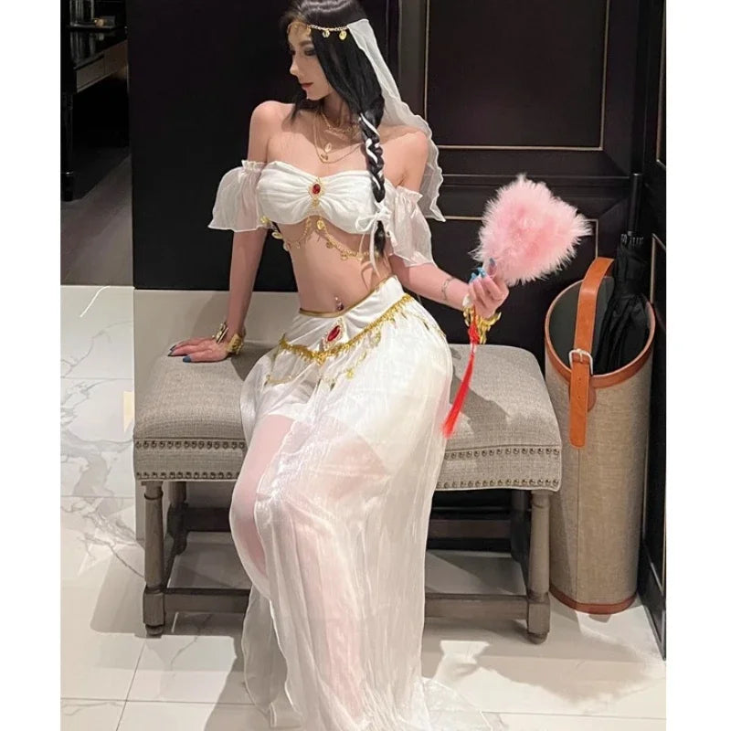 Belly Dance Costume Women's Sexy Arabian Princess Costume Fancy Indian Dance Embroider Bollywoods Jasmine Dress Egyptian Queen