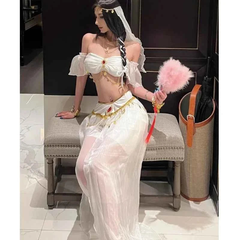 Belly Dance Costume Women's Sexy Arabian Princess Costume Fancy Indian Dance Embroider Bollywoods Jasmine Dress Egyptian Queen