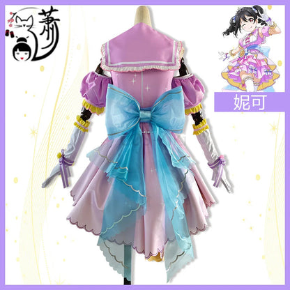 COS-KiKi Anime Lovelive Aqours Tojo Nozomi/Nishikino Maki All Members Fireworks Awakening Lolita Singing Suit Cosplay Costume SS69