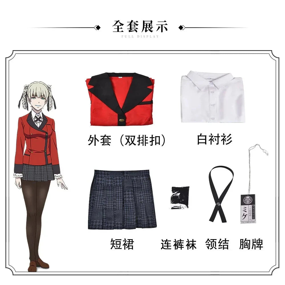 Anime Kakegurui Yomotsuki Runa Cosplay Costume JK School Girl Yumeko kishima Jacket Hoodie Coat Halloween Carnival Outfit SS69 61.69 2-Costume Shirt / S / Kakegurui