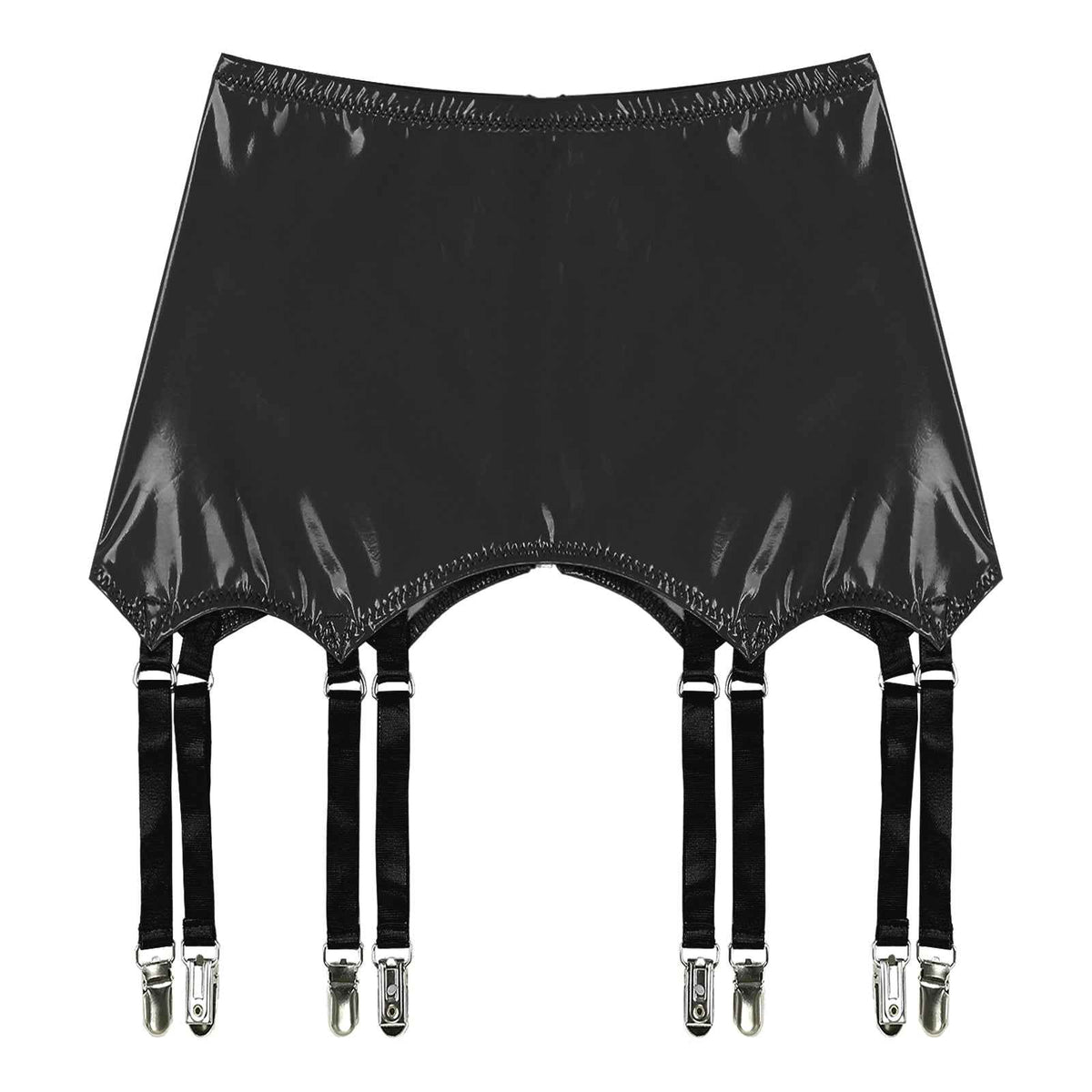 Womens Garters Suspender Belt Skirts Ladies Wet Look Mini Skirts Leather Garters with Metal Clips Clubwear Costume Underwear