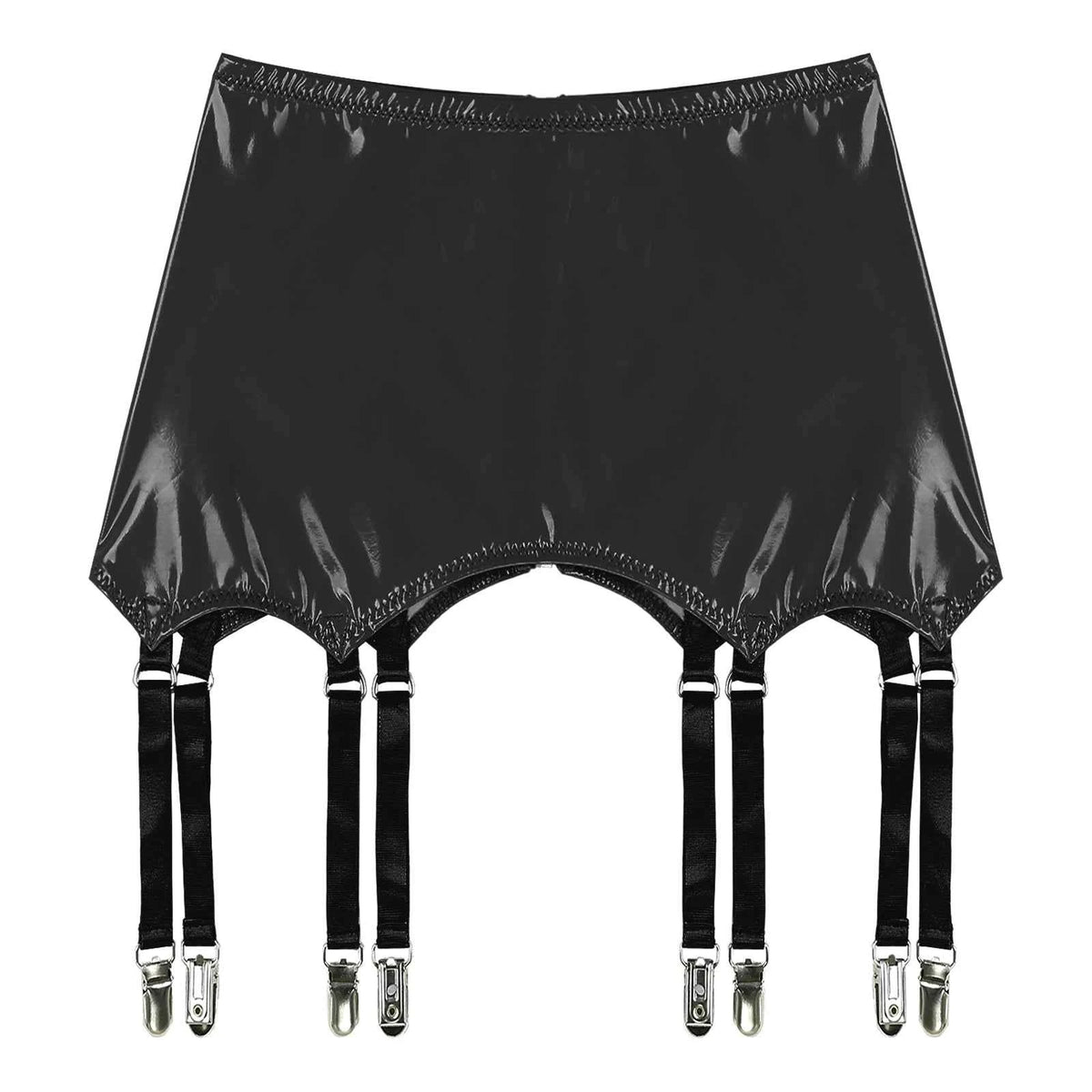 Womens Garters Suspender Belt Skirts Ladies Wet Look Mini Skirts Leather Garters with Metal Clips Clubwear Costume Underwear